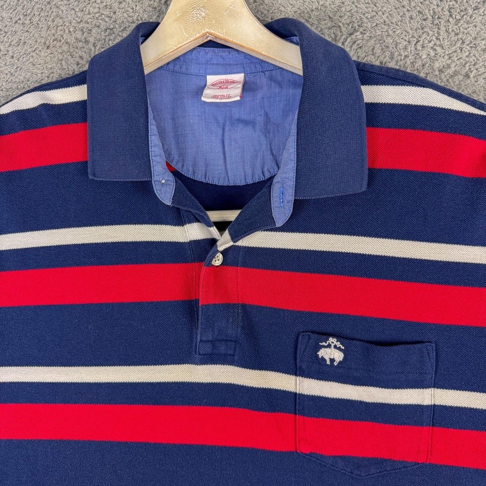 Brooks Brothers 346‎ Polo Shirt Mens XL Navy Red Striped Original Fit Cotton